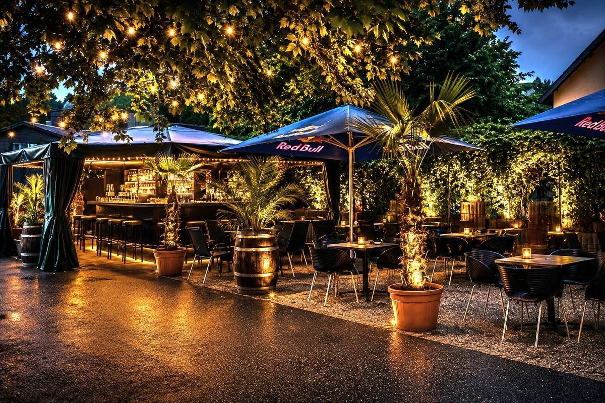 Kellerbar im Gewölbe der Bodega am Abend